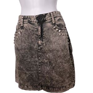 Charlotte Ronson High Waisted Black Denim Studded Mini Skirt, Sz 6